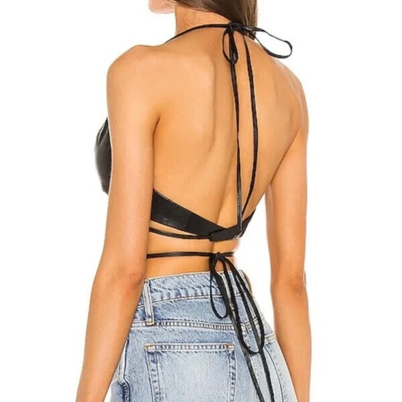 Lamarque Melka 100% Leather Tie Bralette Bra Top Black M - Picture 5 of 10
